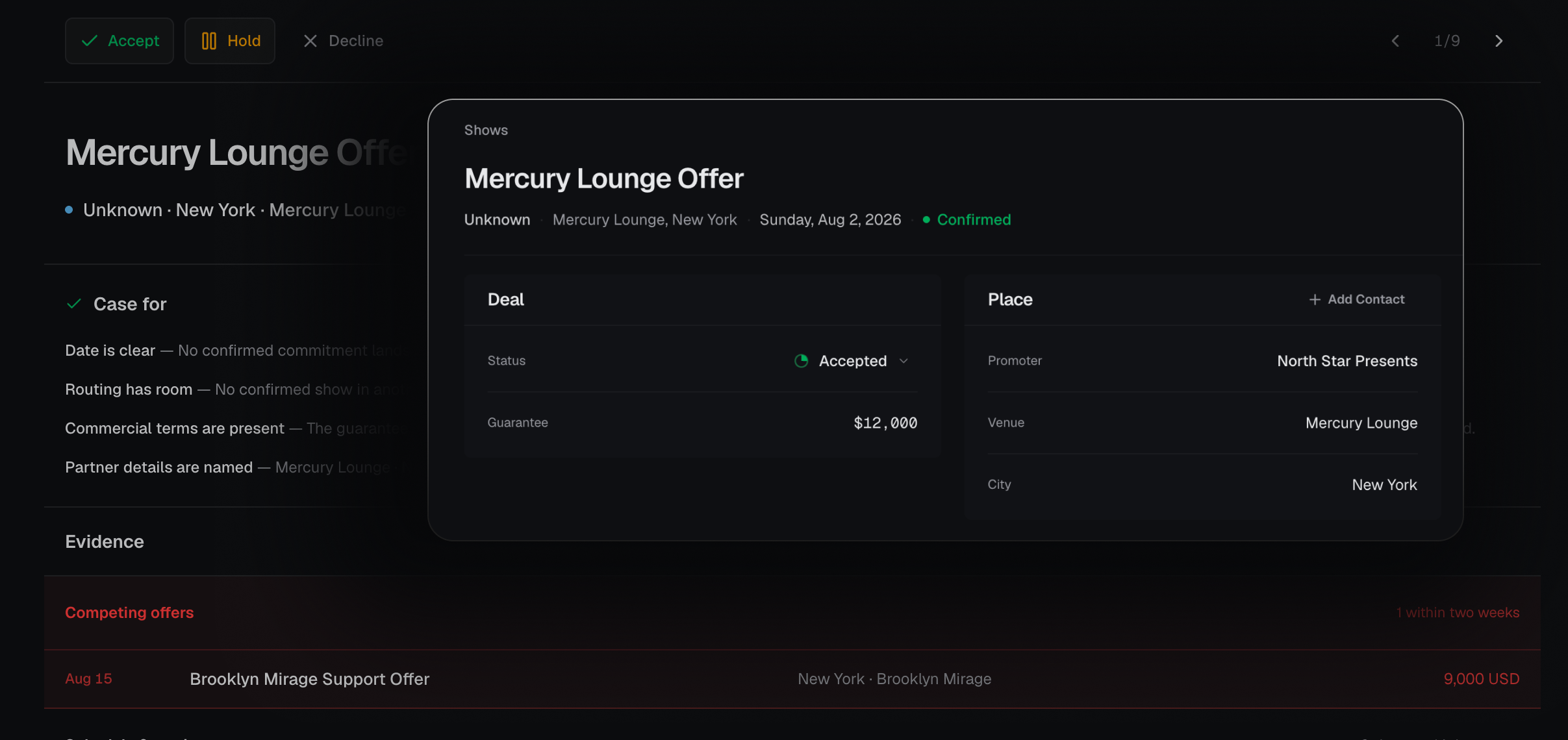 Show lifecycle from offer through settlement